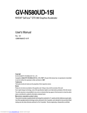 Gigabyte GV-N580UD-15I User Manual