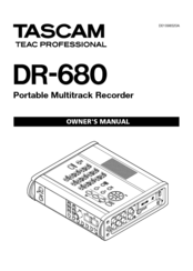 Tascam DR-680 Owner's Manual