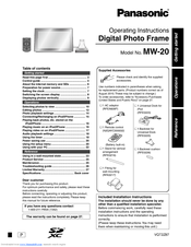 Panasonic MW20 - DIGITAL PHOTO FRAME Operating Instructions Manual