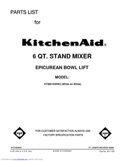 Kitchenaid KT2651XWW Parts List