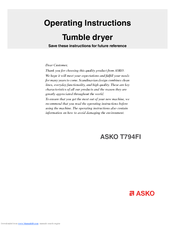 Asko T794 Operating Instructions Manual