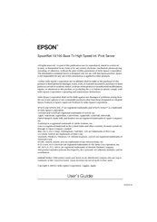 Epson C12C824052 (Internal Type-B 10/100Base-T High Speed Ethernet Print Server) User Manual