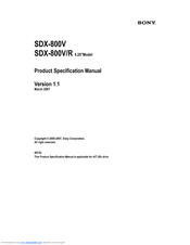 Sony SDX-800V Series Product Specifications Manual