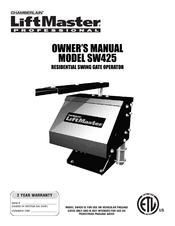Chamberlain LiftMaster Professional SW425 Owner's Manual