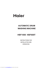 Haier HBF1000 Installation And Operation Manual