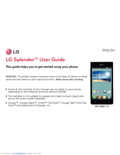 LG Splendor MFL67566601 Owner's Manual