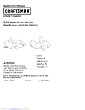 Craftsman 79441 - 20 in. Hedge Trimmer Operator's Manual