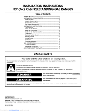Maytag WFG371LVQ - 30 Inch Gas Range Installation Instructions Manual