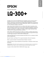 Epson LQ-300 - Impact Printer Quick Start Manual