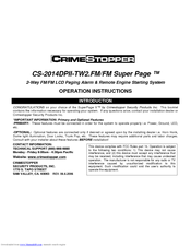 CrimeStopper CS-2014DP-TW2FM/FM Operation Instructions Manual