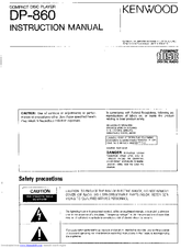 KENWOOD DP-860 Instruction Manual