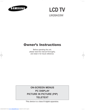 Samsung LW26A33W Owner's Instructions Manual
