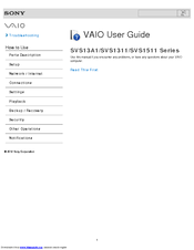 Sony SVS13A190X VAIO User Manual
