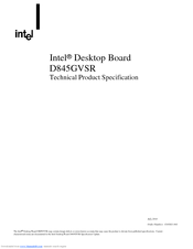 Intel D845GVSR - Desktop Board Motherboard Specifications