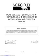 Norcold DE-0251 Installation And Owner's Manual