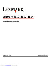 Lexmark 30G0310 - T 654n B/W Laser Printer Maintenance Manual