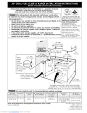 Frigidaire FGDS3075KW - Gallery Premier Series 30 Installation Instructions Manual