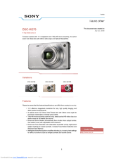 Sony Cyber-shot DSC-W270R Brochure & Specs