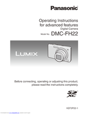 Panasonic DMCFH22 - DIGITAL STILL CAMERA Operating Instructions For Advanced Features