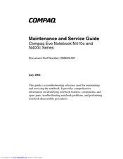 Compaq EVO NOTEBOOK N410C Maintenance And Service Manual