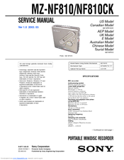 Sony Walkman MZ-NF810CK Service Manual