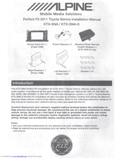 Alpine KTX-SNA Installation Manual