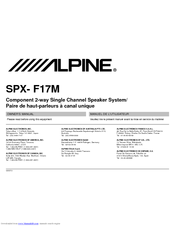 Alpine SPX- F17M Owner's Manual