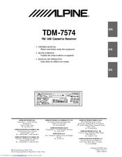 Alpine TDM-7574 Owner's Manual