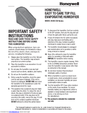 Honeywell HCM-750 Important Safety Instructions Manual