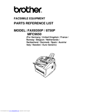 Brother 8350P - FAX B/W Laser Parts Reference List