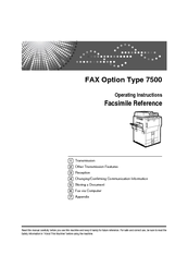 Ricoh Aficio MP 8000 S/P Facsimile Reference Manual