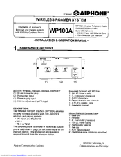 Aiphone WP100A Installation And Operation Manual