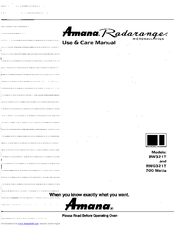Amana Radarange RW321T Use And Care Manual