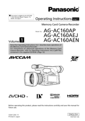 Panasonic AG-AC160A Series Operating Instructions Manual