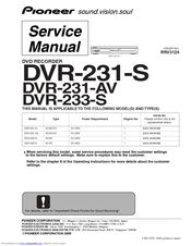 Pioneer DVR-231-S Service Manual