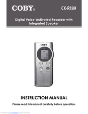 Coby R189 - CX 128 MB Digital Voice Recorder Instruction Manual