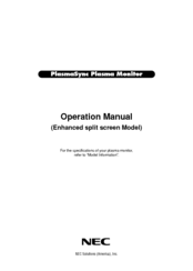 NEC PlasmaSync  SERIES Operation Manual