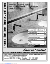 American Standard Moments Selectronic 2506 155 Manuals