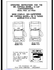 Mr Coffee Prx20 Manuals Mr Coffee Prx20 Operating Instructions Manual