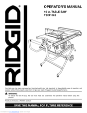 Ridgid Ts2410ls Operator S Manual Pdf