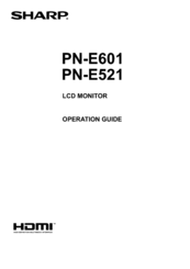 sharp pn-e521 manual Sharp pn-e521 professional lcd monitor download instruction manual pdf.