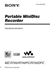 sony mz-r700pc manual Sony mz for sale ioffer.