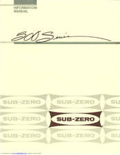 Sub Zero 532 Manuals Sub Zero 532 Information Manual
