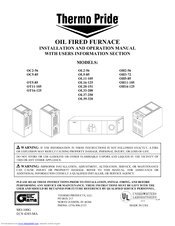 Thermo Pride Ol16 125 Manuals Thermo Pride Ol16 125 Installation And Operation Manual 32 Pages Oil Fired Furnace