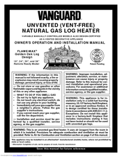 Vanguard Unvented Vent Free Natural Gas Log Heater Operating And