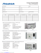 Friedrich CP08E10 Manuals