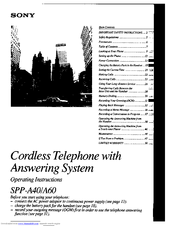 Sony Spp A60 Cordless Phone Manual