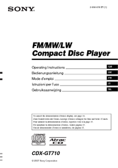 sony cdx gt710 fm am compact disc player manualswe have 8 sony cdx gt710 fm am compact disc player manuals available for free pdf download operating instructions manual,