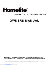 Homelite ELECTRIC GENERATOR Manuals