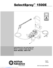 Nilfisk Advance Selectspray 1500eh Manuals